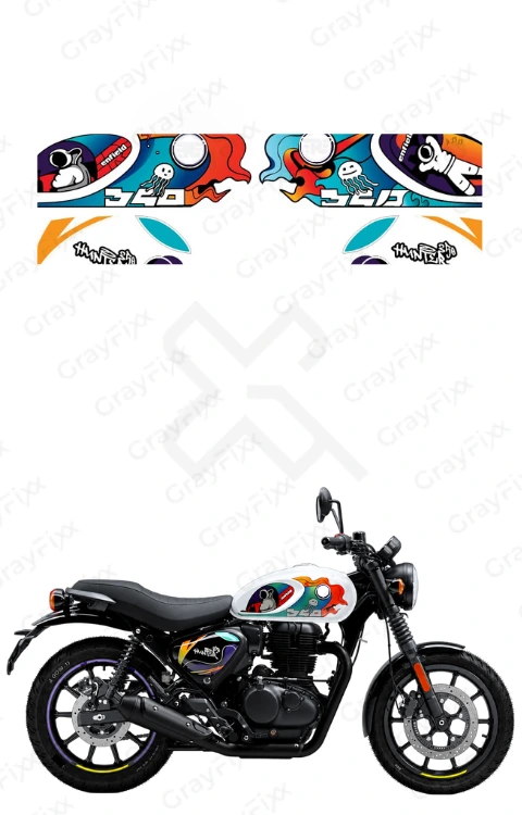 Half Body Sticker Compatible with Hunter 350 | Made in Premium Gloss Vinyl with FPF (Fade Protection Film), Precut Sticker, Waterproof, Pack of 1